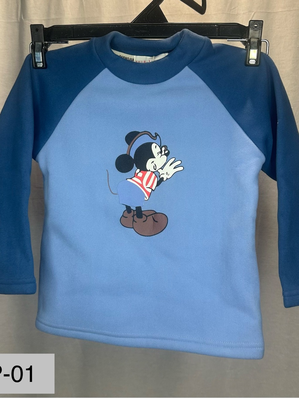 Kids Blue Long-Sleeve Mickey Mouse Pullover